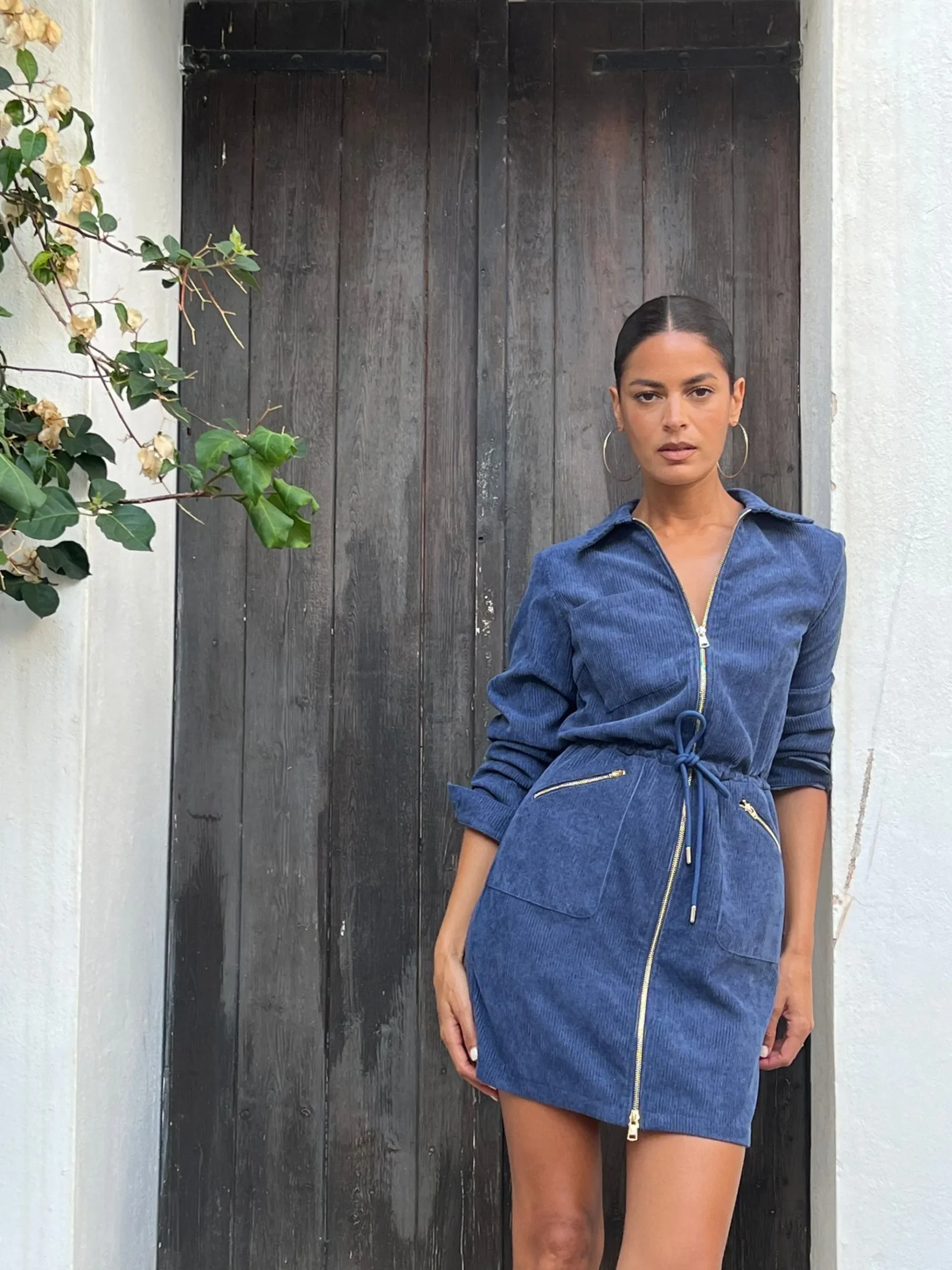 Women Dancing Leopard Kali Corduroy Dress In Army Blue