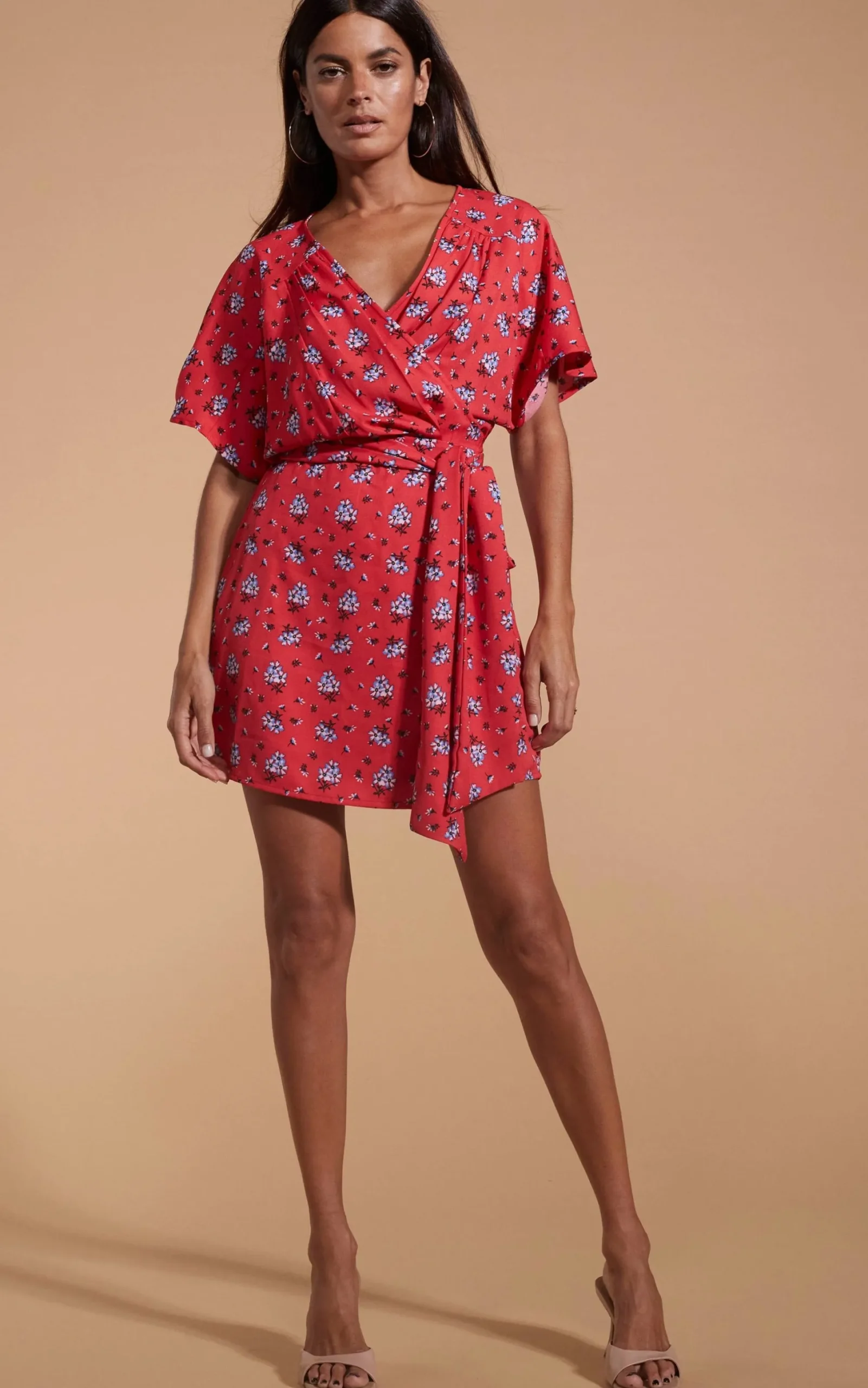 Women Dancing Leopard Kansas Mini Wrap Dress In Red Daisy