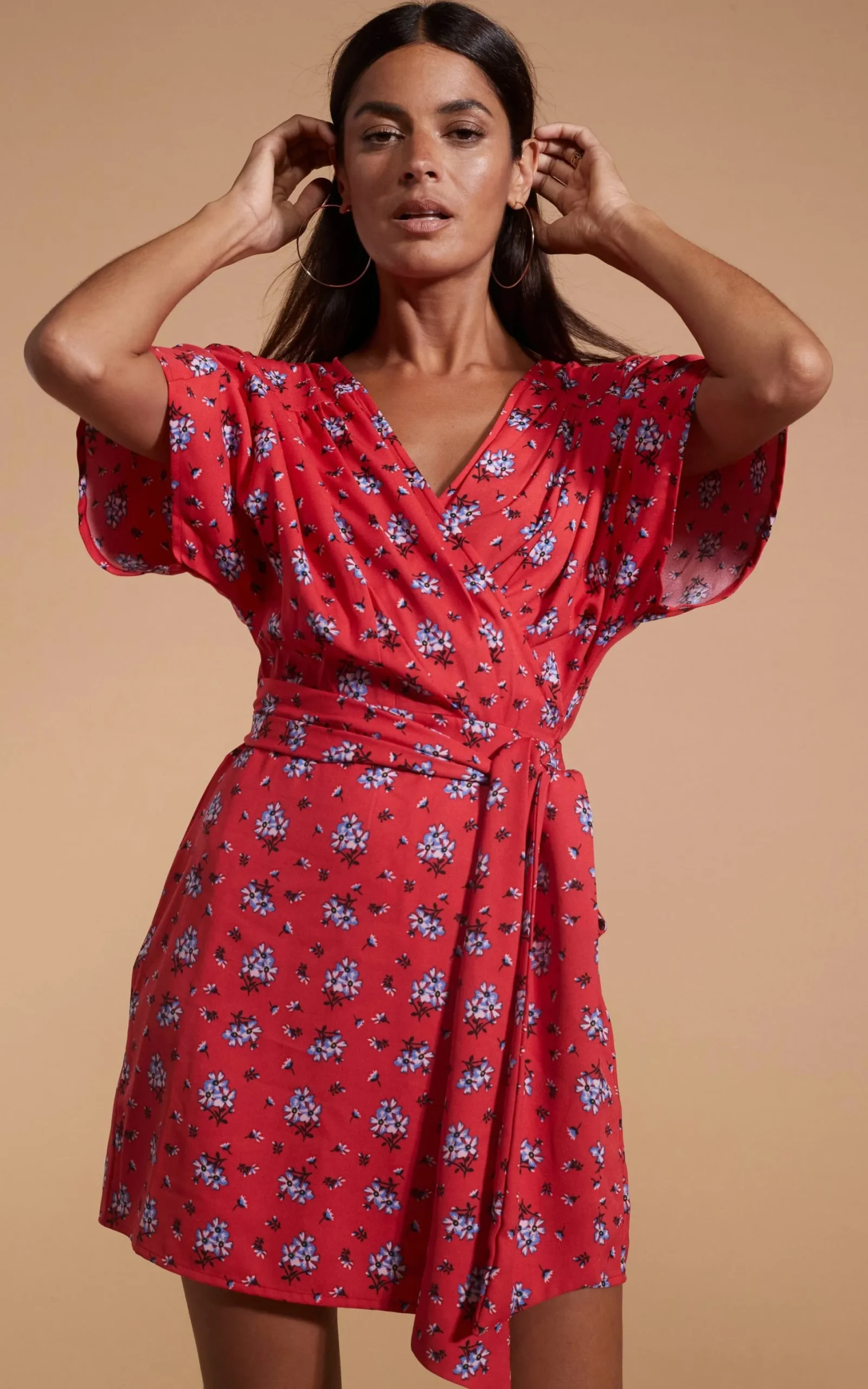 Women Dancing Leopard Kansas Mini Wrap Dress In Red Daisy