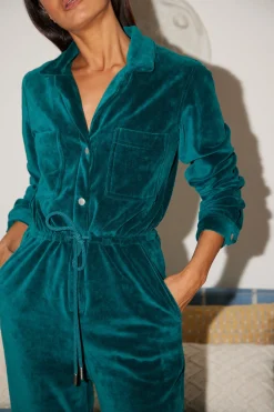 Women Dancing Leopard Katsumi Jumpsuit In Pine Green
