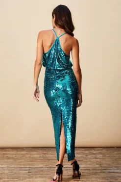 Women Dancing Leopard Khalessi Sequin Skirt In Teal