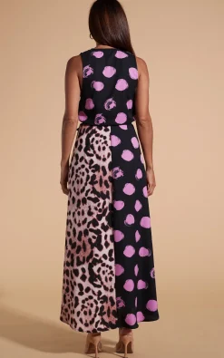 Women Dancing Leopard Kyla Dress In Pink On Black Dot & Blush Leopard