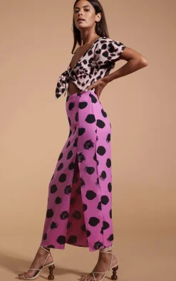 Women Dancing Leopard Lily Dress In Blush Leopard & Black On Pink Dot