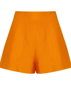Women Dancing Leopard Lola Linen Shorts In Orange