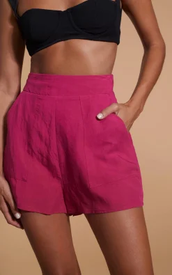 Women Dancing Leopard Lola Linen Shorts In Raspberry