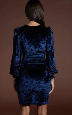 Women Dancing Leopard Lulu Mini Dress In Navy Velvet