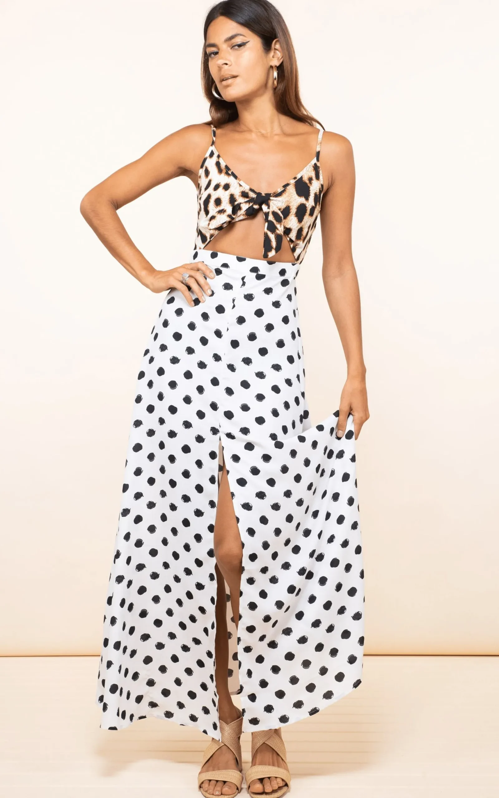 Women Dancing Leopard Malibu Dress Polka Dot & Leopard