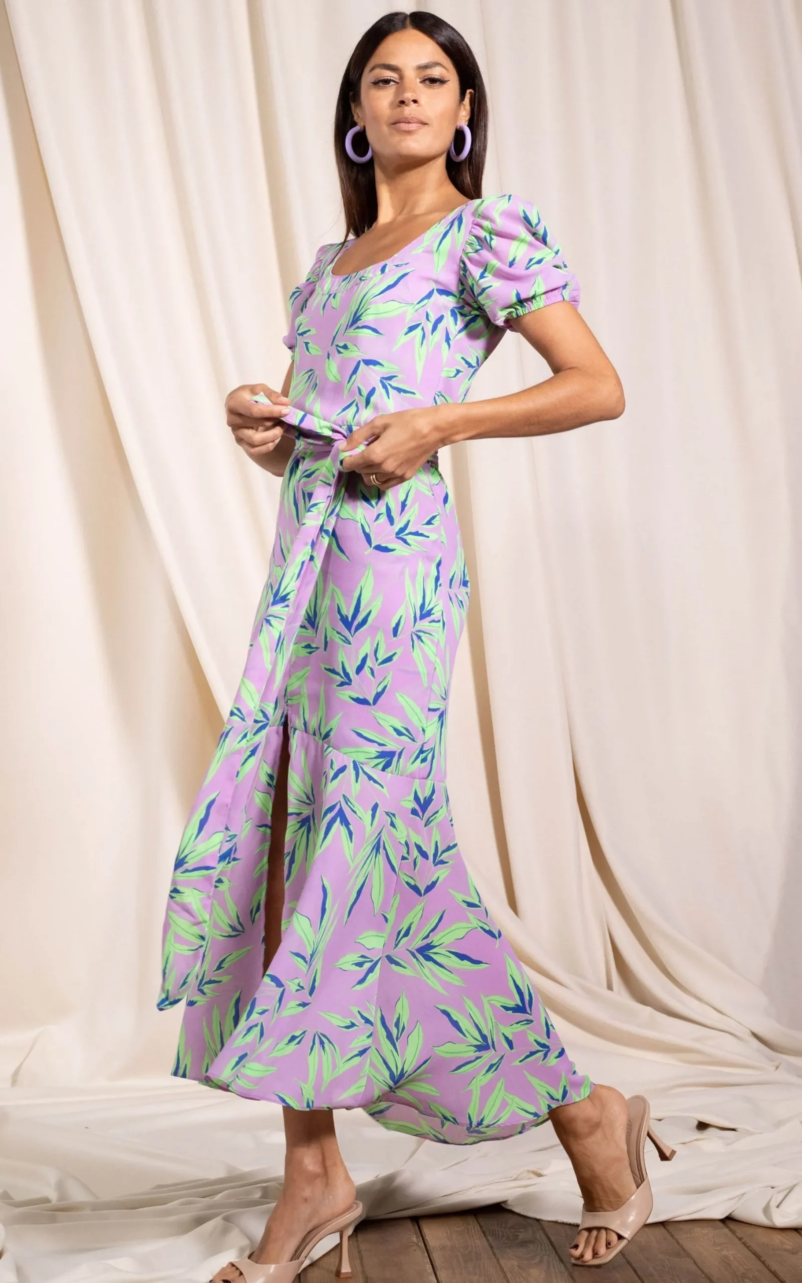 Women Dancing Leopard Manuela Frill Hem Dress In Tropic Mint On Pink