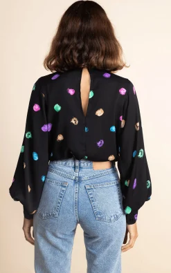 Women Dancing Leopard Margo Pintuck Blouse In Vintage Dots