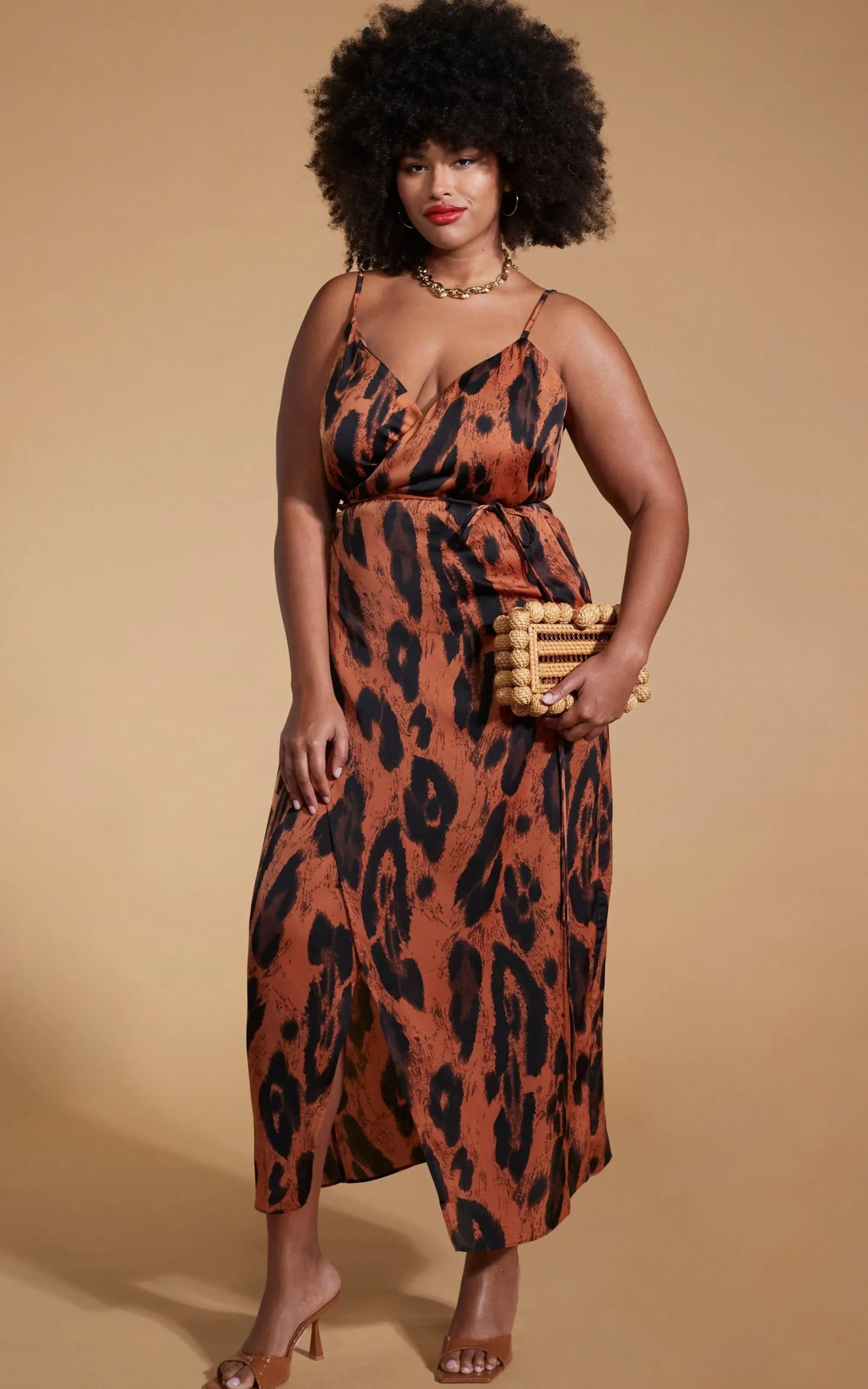 Women Dancing Leopard Mariah Wrap Dress In Chocolate Leopard - Extended Sizing