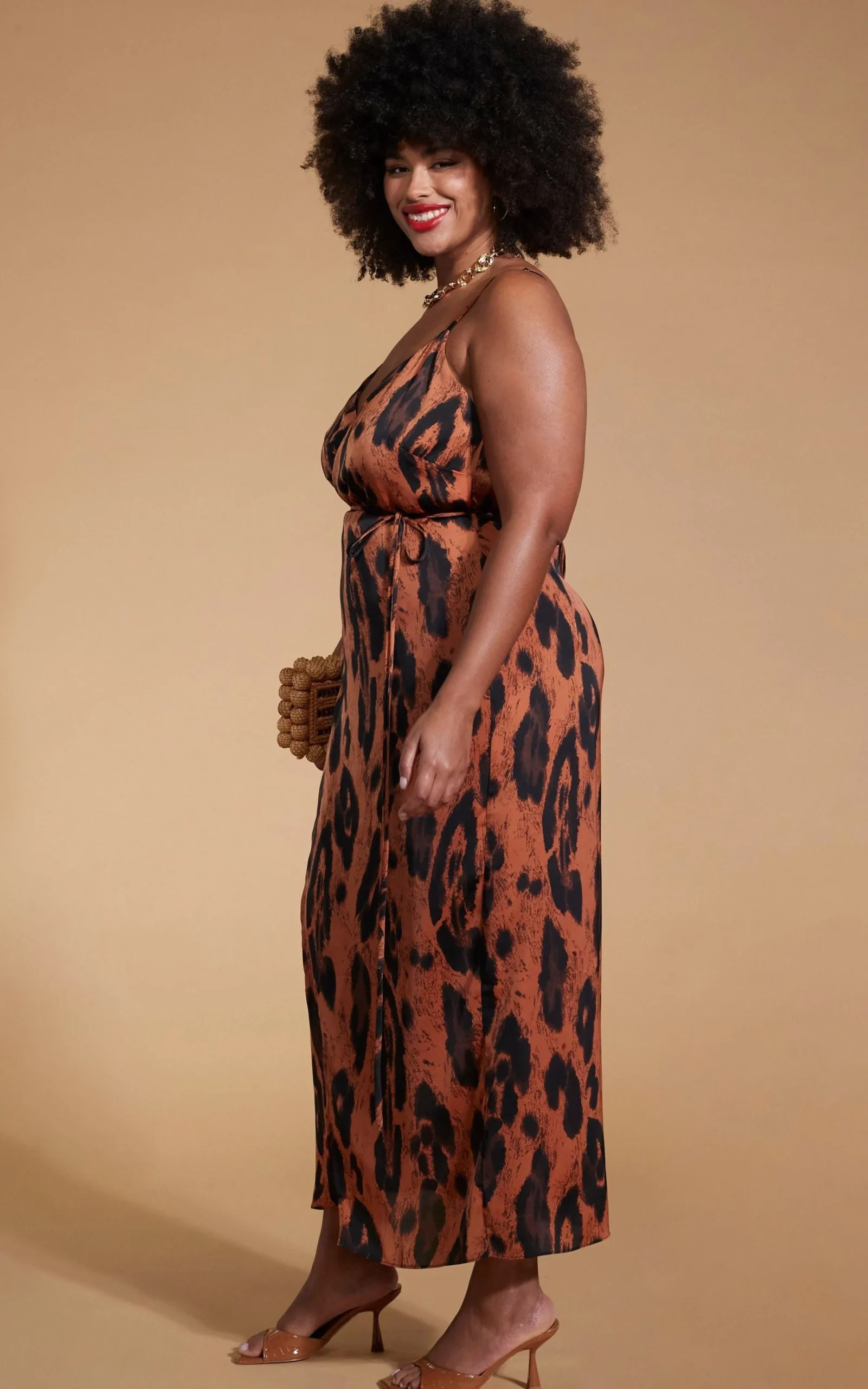 Women Dancing Leopard Mariah Wrap Dress In Chocolate Leopard - Extended Sizing