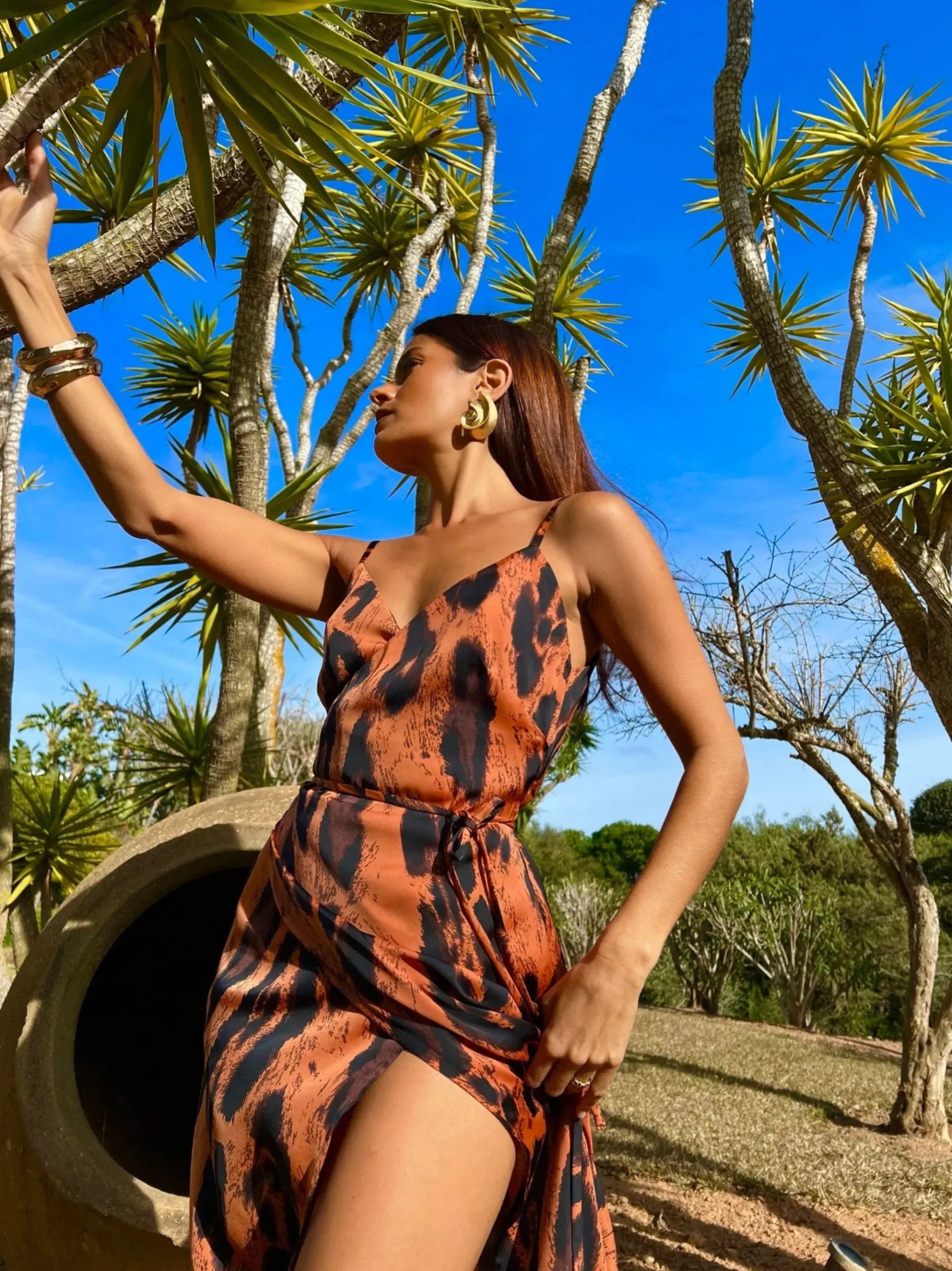 Women Dancing Leopard Mariah Wrap Dress In Chocolate Leopard