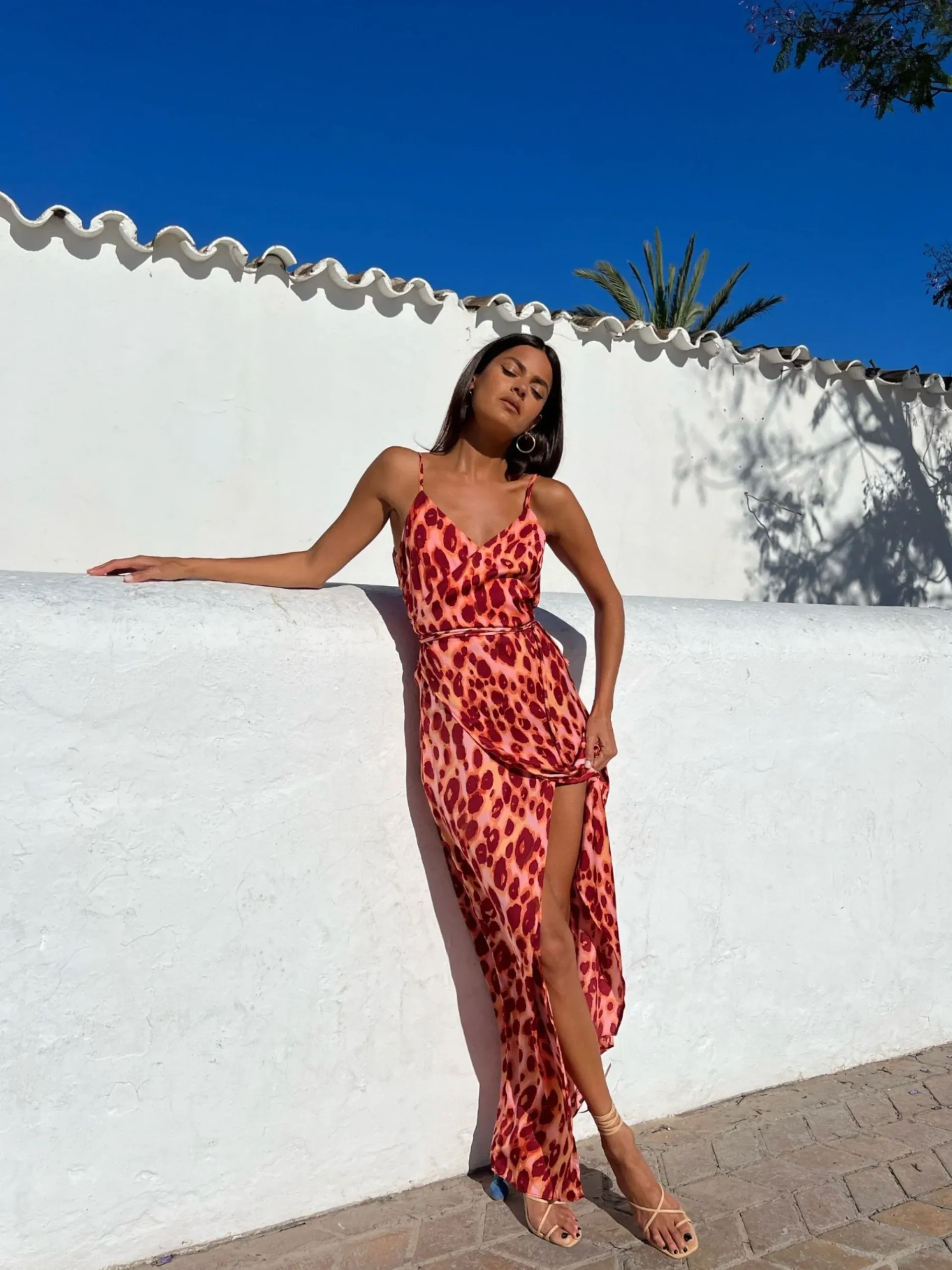 Women Dancing Leopard Mariah Wrap Dress In Orange Leopard