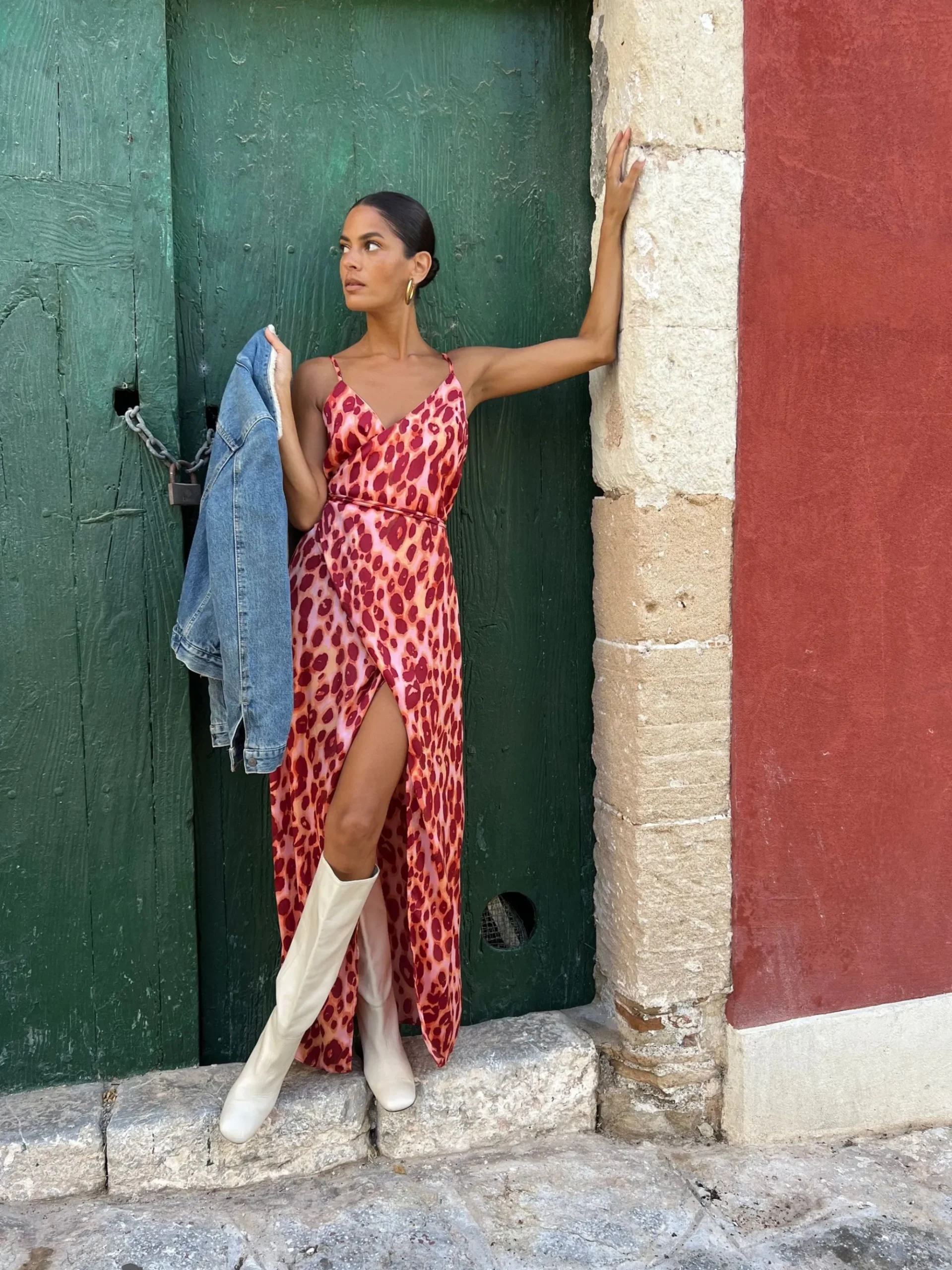 Women Dancing Leopard Mariah Wrap Dress In Orange Leopard