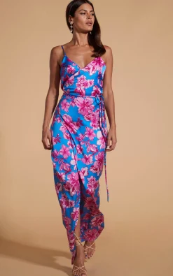 Women Dancing Leopard Mariah Wrap Dress In Pink & Blue Floral