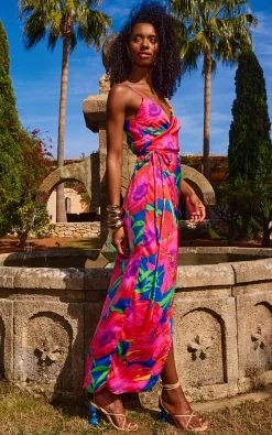 Women Dancing Leopard Mariah Wrap Dress In Poppy Bloom