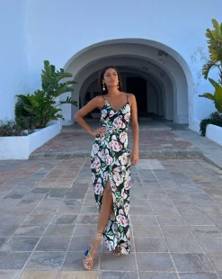 Women Dancing Leopard Mariah Wrap Dress In White & Black Floral