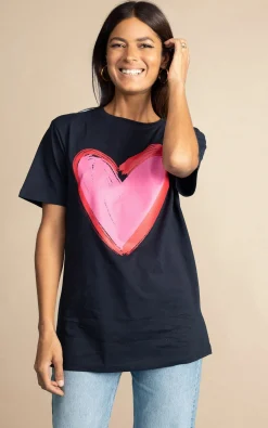 Women Dancing Leopard Navy Heart Charity T-Shirt For Choose Love