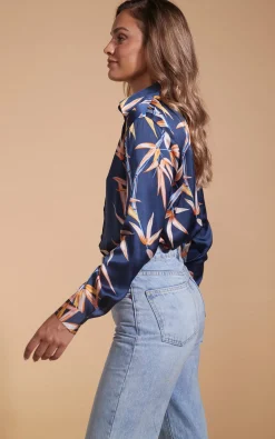 Women Dancing Leopard Nevada Satin Shirt In Bamboo