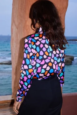 Women Dancing Leopard Nevada Satin Shirt In Multi Cloud