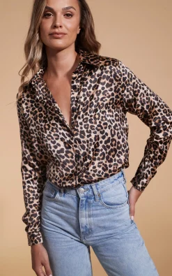 Women Dancing Leopard Nevada Satin Shirt In Rich Leopard