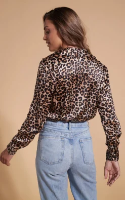 Women Dancing Leopard Nevada Satin Shirt In Rich Leopard