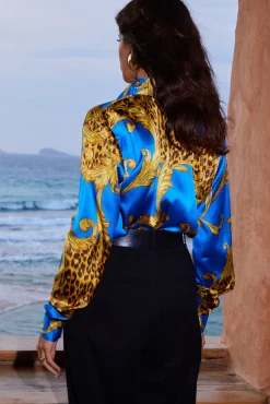 Women Dancing Leopard Nevada Shirt In Blue Baroque