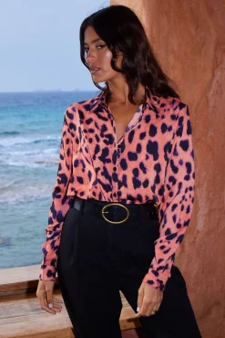 Women Dancing Leopard Nevada Shirt In Plorange Leopard