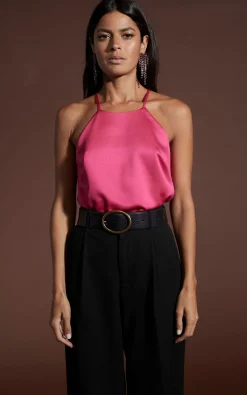 Women Dancing Leopard Nina Halter Cami Top In Hot Pink