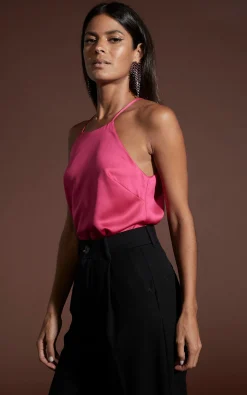 Women Dancing Leopard Nina Halter Cami Top In Hot Pink