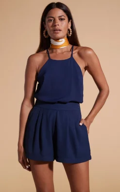 Women Dancing Leopard Nina Halter Cami Top In Navy
