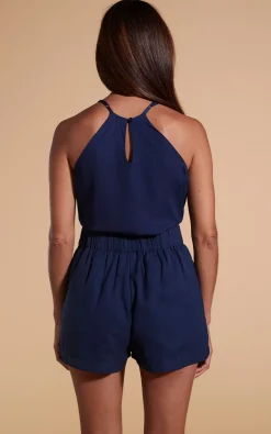 Women Dancing Leopard Nina Halter Cami Top In Navy