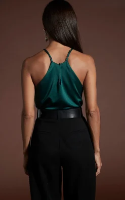 Women Dancing Leopard Nina Halter Cami Top In Pine Green