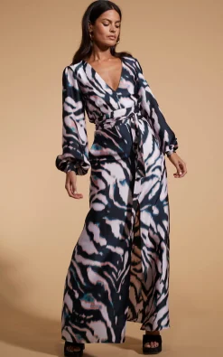 Women Dancing Leopard Remy Maxi Dress In Watercolour Zebra