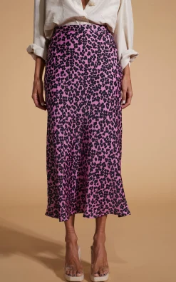 Women Dancing Leopard Renzo Skirt In Black On Pink Leopard
