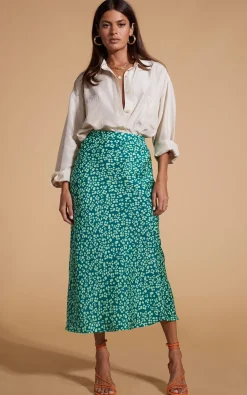 Women Dancing Leopard Renzo Skirt In Green On Green Leopard