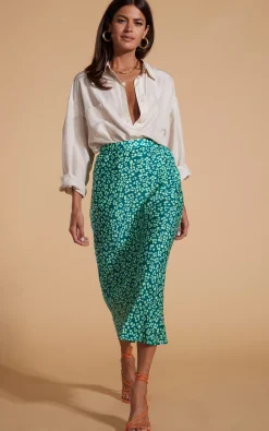 Women Dancing Leopard Renzo Skirt In Green On Green Leopard
