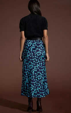 Women Dancing Leopard Renzo Skirt In Ice Blue On Navy Cloud