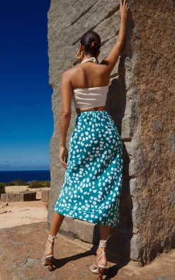 Women Dancing Leopard Renzo Skirt In White On Green Cloud
