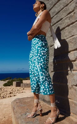 Women Dancing Leopard Renzo Skirt In White On Green Cloud
