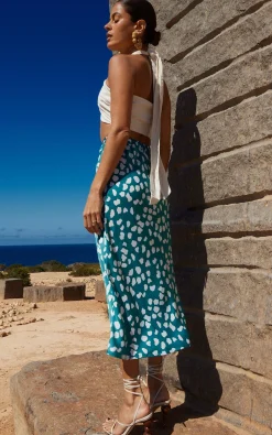 Women Dancing Leopard Renzo Skirt In White On Green Cloud