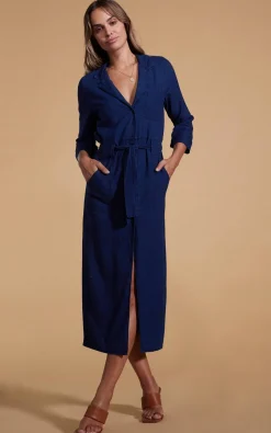 Women Dancing Leopard Rex Dress In Denim Blue