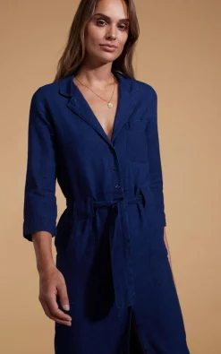 Women Dancing Leopard Rex Dress In Denim Blue
