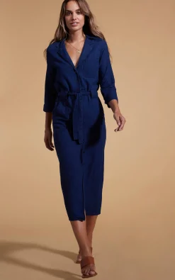 Women Dancing Leopard Rex Dress In Denim Blue