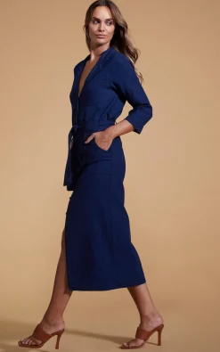 Women Dancing Leopard Rex Dress In Denim Blue