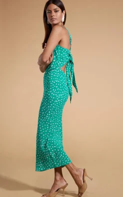 Women Dancing Leopard Sabrina Midaxi Dress In Odd Dot White On Sea Green