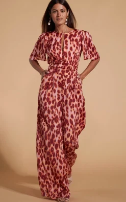 Women Dancing Leopard Savannah Jumpsuit In Orange Leopard