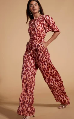 Women Dancing Leopard Savannah Jumpsuit In Orange Leopard