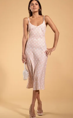 Women Dancing Leopard Sienna Midaxi Dress In Beige Polka Dot
