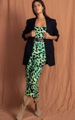 Women Dancing Leopard Sienna Midaxi Dress In Lime Leopard